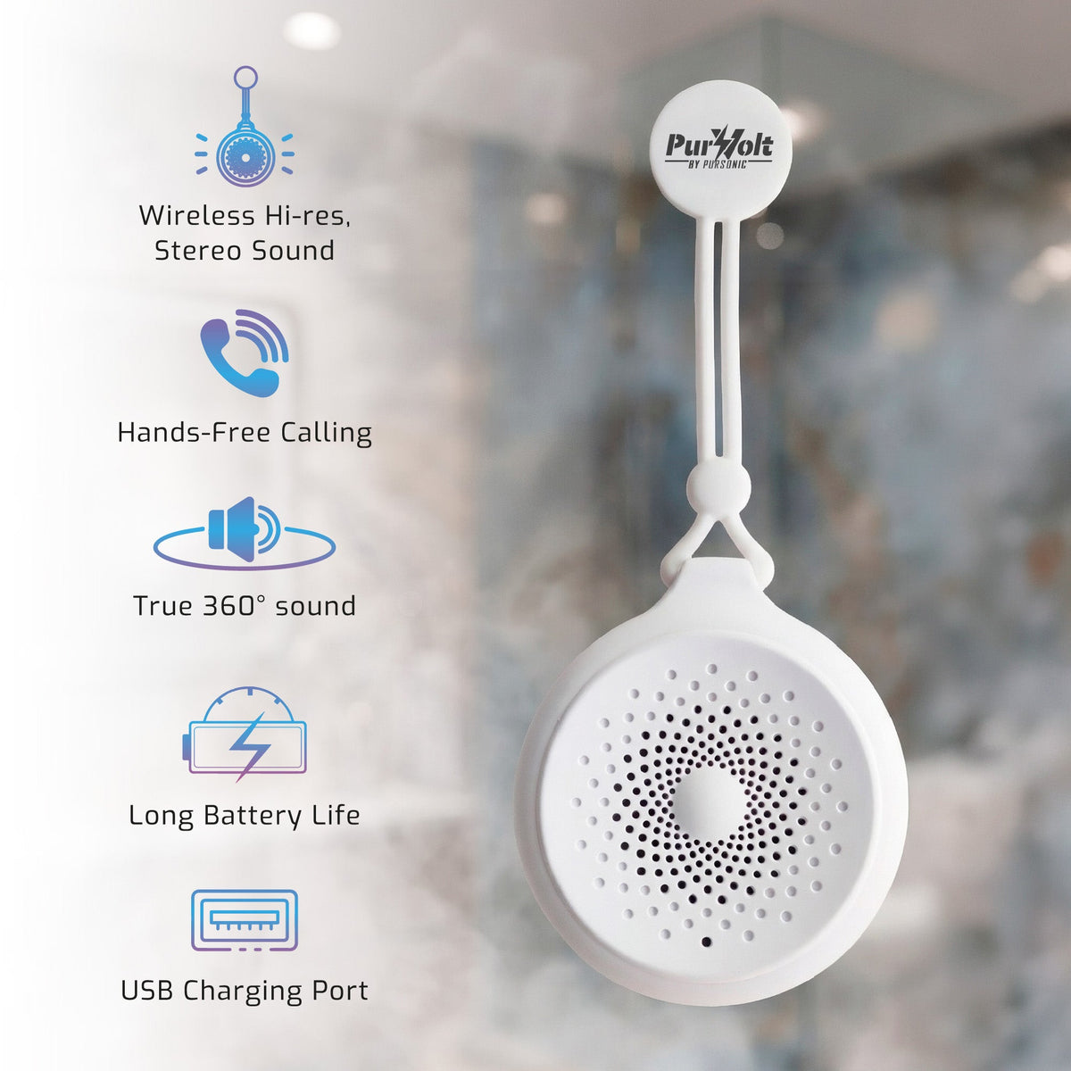 Pursonic Peak Wireless Speaker & Pursonic Waterproof Wireless Speaker Bundle – 360° Hi-Res Sound Anywhere, Anytime